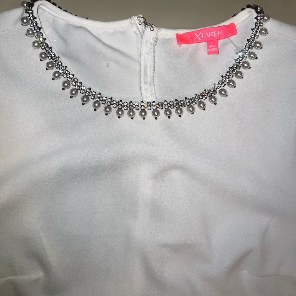 Large White Agaci dress with rhinestones
